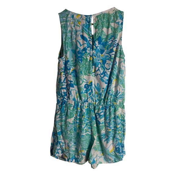 Lilly Pulitzer Tybee In A Pinch Print Blue Sleeveless Tassel Tie Short Romper L - Picture 9 of 11